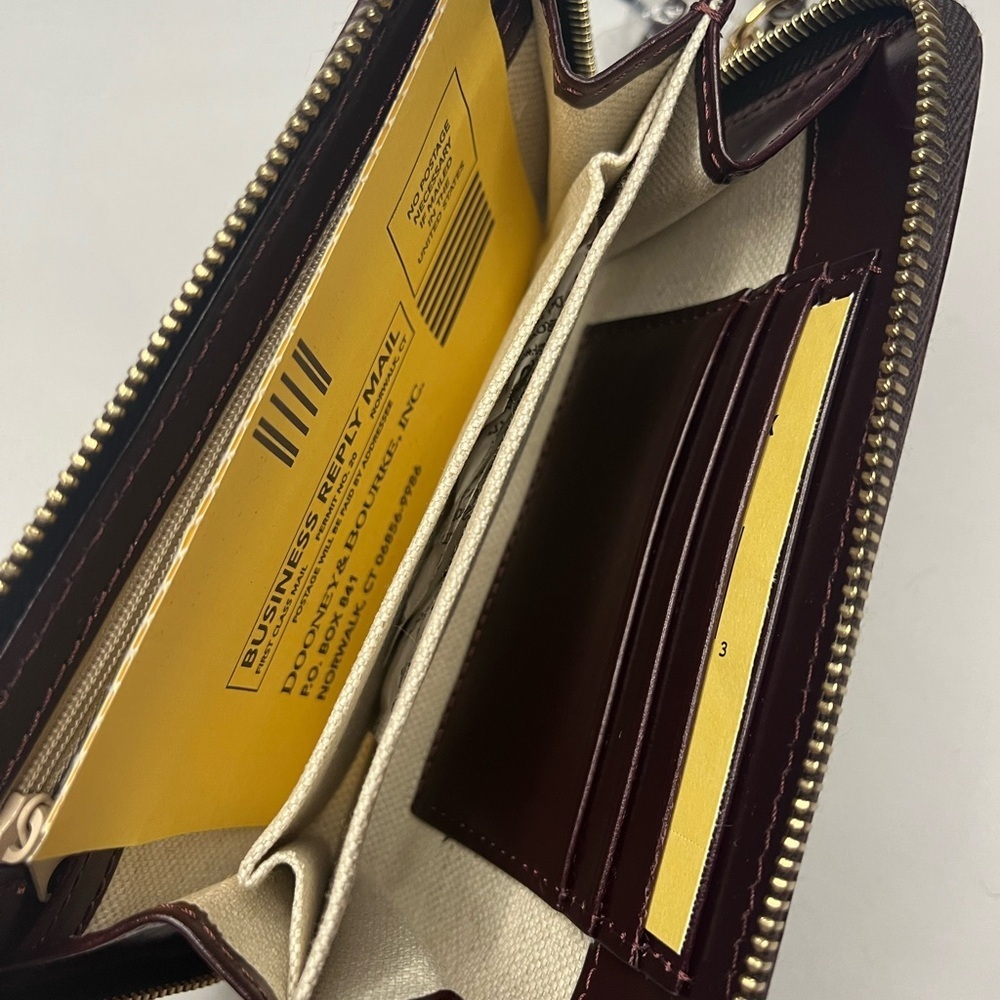 Dooney and Bourke Wexford Leather Zip Around Phone Wristlet Clutch - Bordeaux - Picture 5 of 9